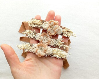 Neutral flower tieback for baby girl, Newborn baby girl flower headband, Newborn prop, Spring photo prop,Baby gil flower halo, Flower crown