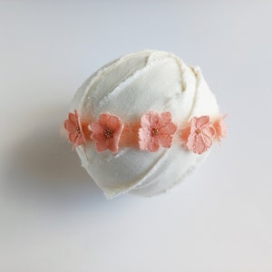 Peach Lace Flowers Newborn Tieback/Vintage Peach Newborn Headband/Newborn Photography Props/Boho Tieback