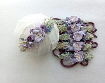 Lavender Flower Crown, Newborn Photography, Baby Purple Flower Headband