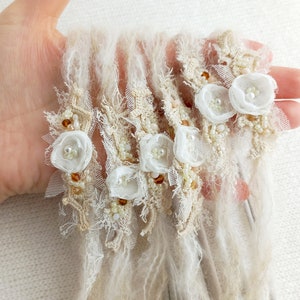 Dainty and delicate beaded and braided headband for newborn photography prop, Handmade headband for baby girl, Newborn tieback photo prop