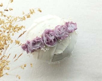 Lavender Flower Newborn Headband, Dainty Baby Photography Prop