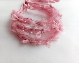 Diadema rosa suave con lazo para fotografía de recién nacidos