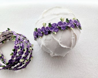 Purple headband, Newborn handmade prop, Baby tieback, Flower tieback, Newborn headband, Baby girl headband, Baby girls photogrqphy props
