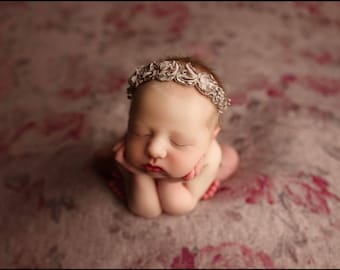 Accesorio de diadema de flores neutras para recién nacido/niña, Diadema de verano niña, Regalo para niña, Diadema de flores para recién nacido, Halo para fotos