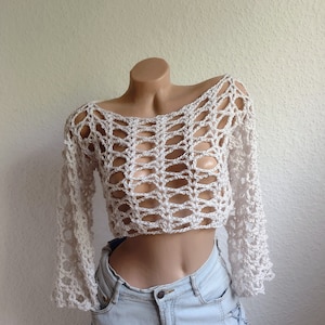 Summer sweater, beach sweater, mesh top, knit top