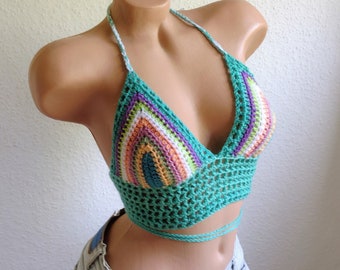 Haut de bikini au crochet, haut court, haut de bikini, haut d'été