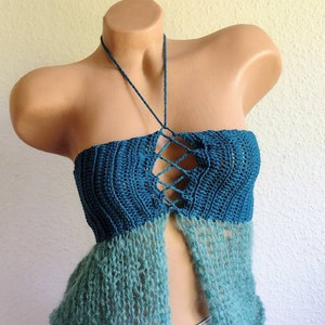 Elf top, bikini top crocheted, knitted, bikini top, summer top, fairy top