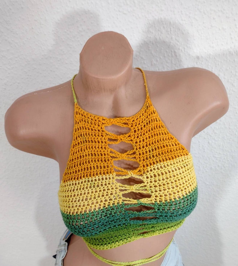 Haut de bikini au crochet, haut court, haut de bikini, haut d'été image 2