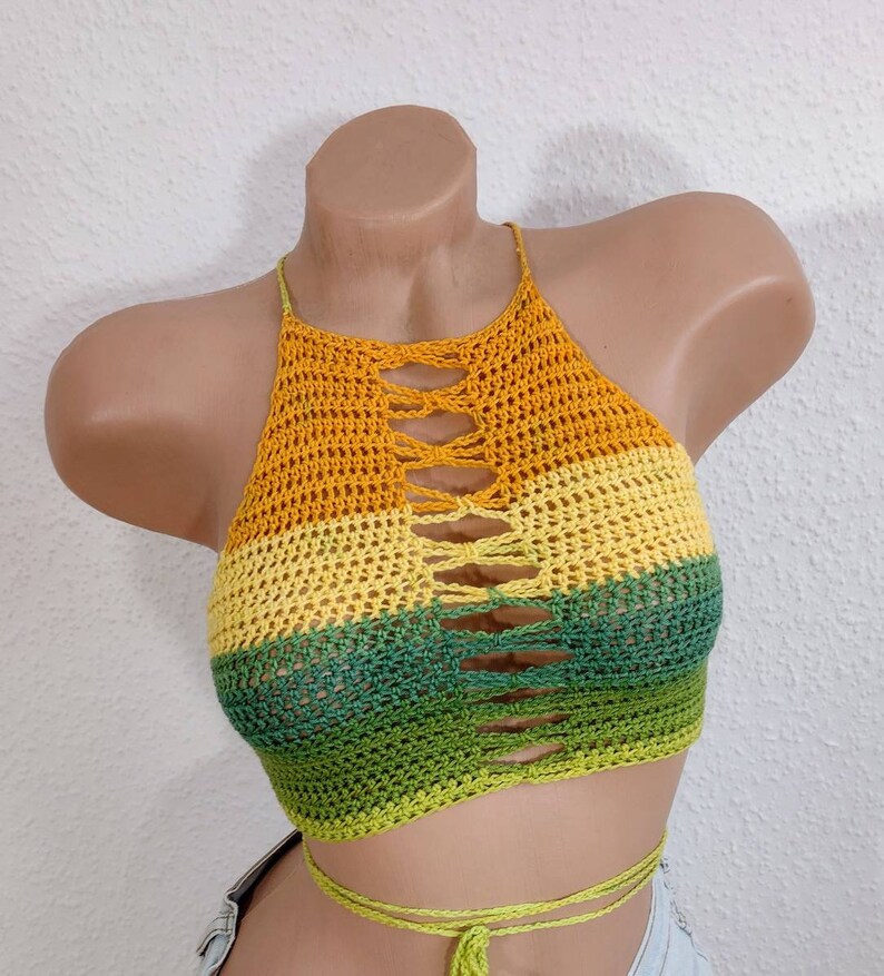 Haut de bikini au crochet, haut court, haut de bikini, haut d'été image 1