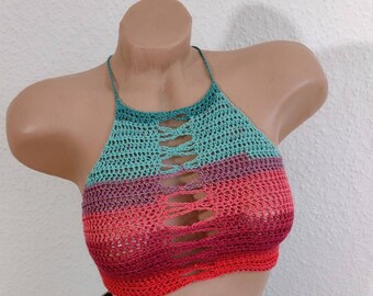 Haut de bikini au crochet, haut court, haut de bikini, haut d'été