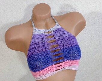 Haut de bikini au crochet, haut court, haut de bikini, haut d'été