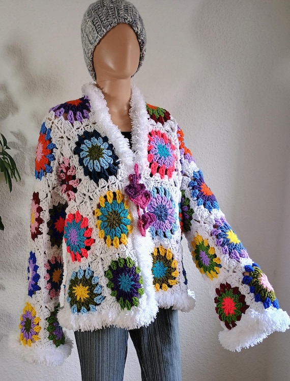 Chaqueta de crochet, cardigan, chaqueta de mujer, chaqueta de