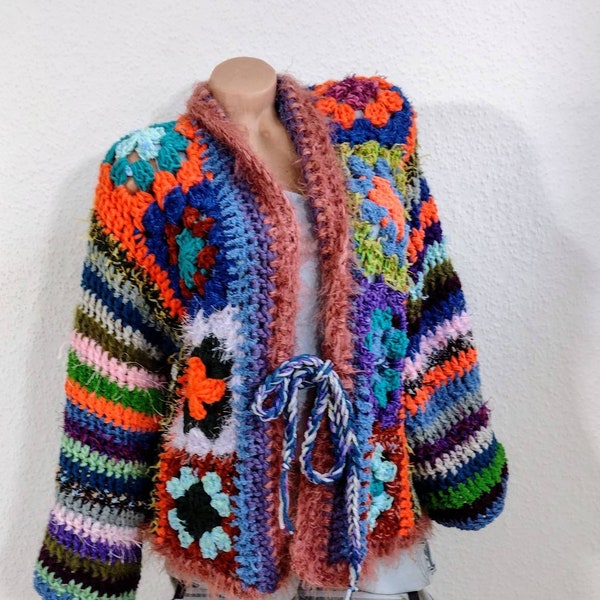 Häkeljacke, Strickjacke, Damenjacke, Grannyjacke, Kurzmantel