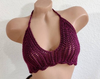 Bikini top crocheté, crop top, bikini top, top été