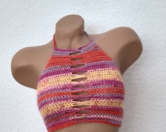 Bikini top crocheté, crop top, bikini top, top été