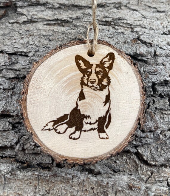 Corgi, Rustic Wood Ornament, Laser Engraved Ornament,, Pinon Wood Ornament, Wood Ornament, Laser Ornament