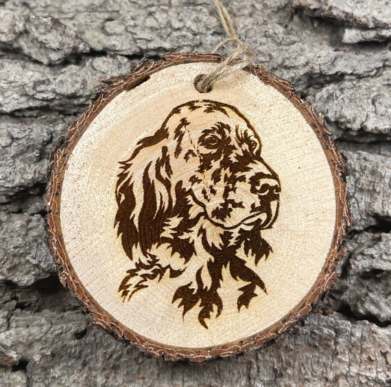 English Setter, Rustic Wood Ornament, Laser Engraved Ornament,, Pinon Wood Ornament, Wood Ornament, Laser Ornament