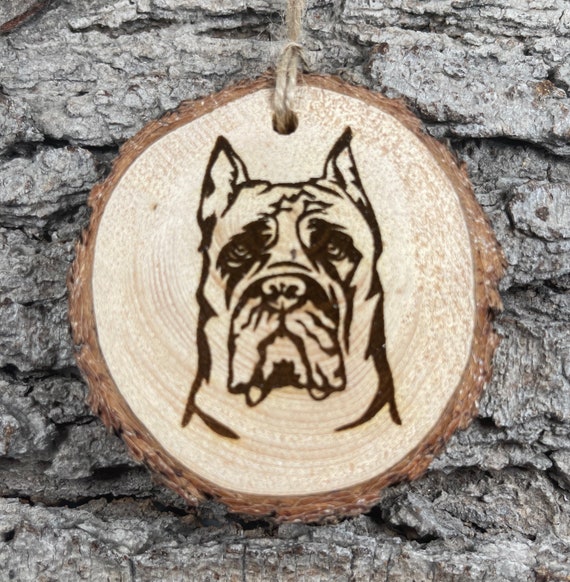 Cane Corso, Rustic Wood Ornament, Laser Engraved Ornament,, Pinon Wood Ornament, Wood Ornament, Laser Ornament