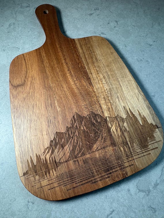 Mountain Design Charcuterie Board with Handle