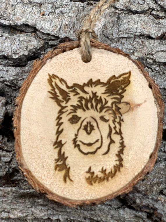 Alpaca, Laser Engraved Ornament,, Pinon Wood Ornament, Wood Ornament, Laser Ornament