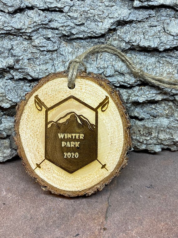 Custom Ski Resort Ornament, Laser Engraved Ornament, Pinon Wood Ornament, Pine Ornament, Custom Laser Ornament