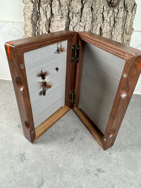Fly Fishing Fly Box, Burled Wood Trout Design, Fly Fishing Gift -   Canada
