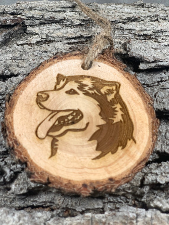 Siberian Husky, Huskies, Rustic Wood Ornament, Laser Engraved Ornament,, Pinon Wood Ornament, Wood Ornament, Laser Ornament