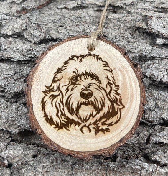 Cockapoo, Rustic Wood Ornament, Laser Engraved Ornament,, Pinon Wood Ornament, Wood Ornament, Laser Ornament