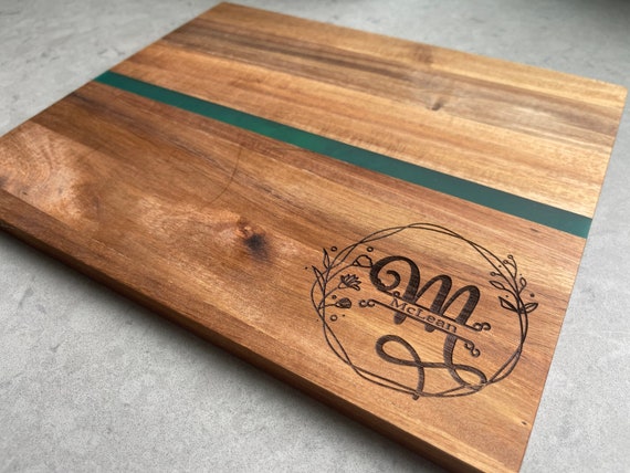 Personalized Monogram Charcuterie Board, Acacia and Resin Cheese Board, Hostess Gift, Wedding, Anniversary, Housewarming