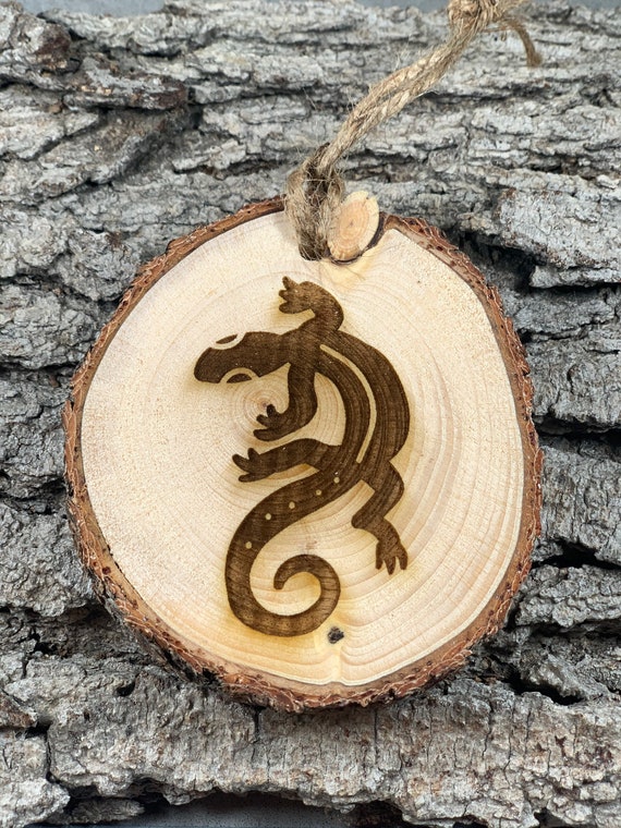 Gecko, Southwest, Rustic Wood Ornament, Laser Engraved Ornament, Pinon Wood Ornament, Pine Ornament, Wood Ornament, Laser Ornament