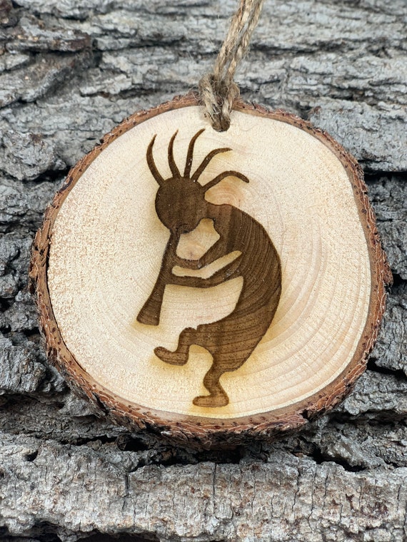 Kokopelli, Southwest, Rustic Wood Ornament, Laser Engraved Ornament, Pinon Wood Ornament, Pine Ornament, Wood Ornament, Laser Ornament