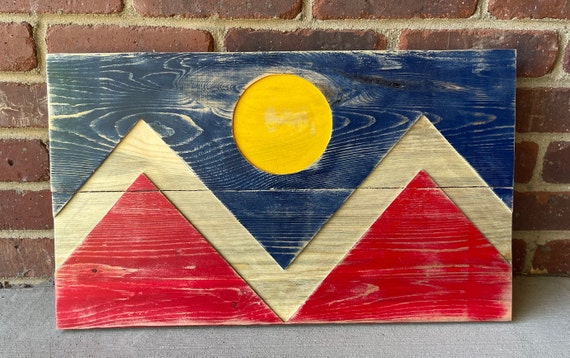 Rustic Denver Colorado Flag, Engraved Sign