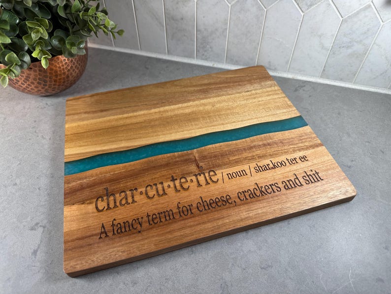 Funny Acacia Wood Charcuterie Board - Thumbnail 3