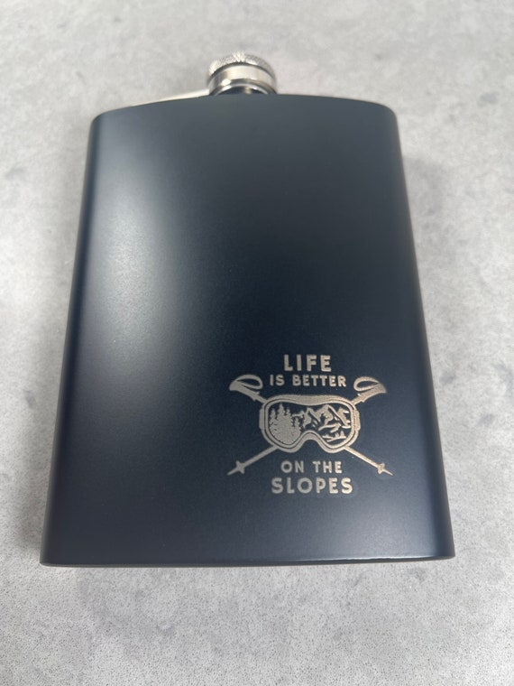 Ski, Life Is Better on the Slopes, Flask, black, Great Gift