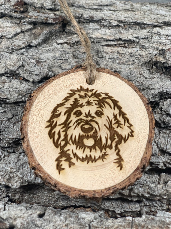 Labradoodle - Rustic Wood Ornament, Laser Engraved Ornament,, Pinon Wood Ornament, Wood Ornament, Laser Ornament