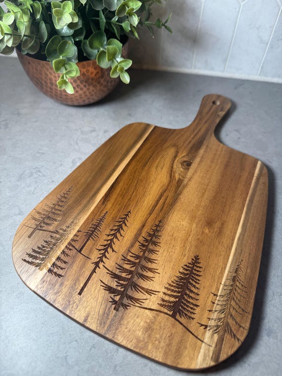 Pine Trees, Forest Design Charcuterie Board, Acacia Cheese Board