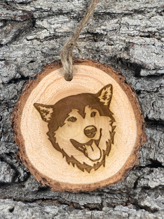 Alaskan Malamute, malamute, Rustic Wood Ornament, Laser Engraved Ornament,, Pinon Wood Ornament, Wood Ornament, Laser Ornament