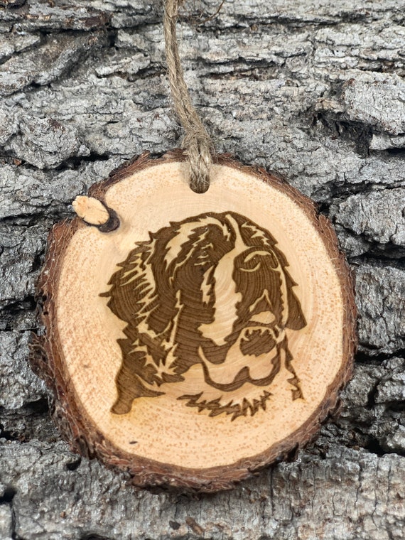 Saint Bernard Rustic Wood Ornament, Laser Engraved Ornament,, Pinon Wood Ornament, Wood Ornament, Laser Ornament