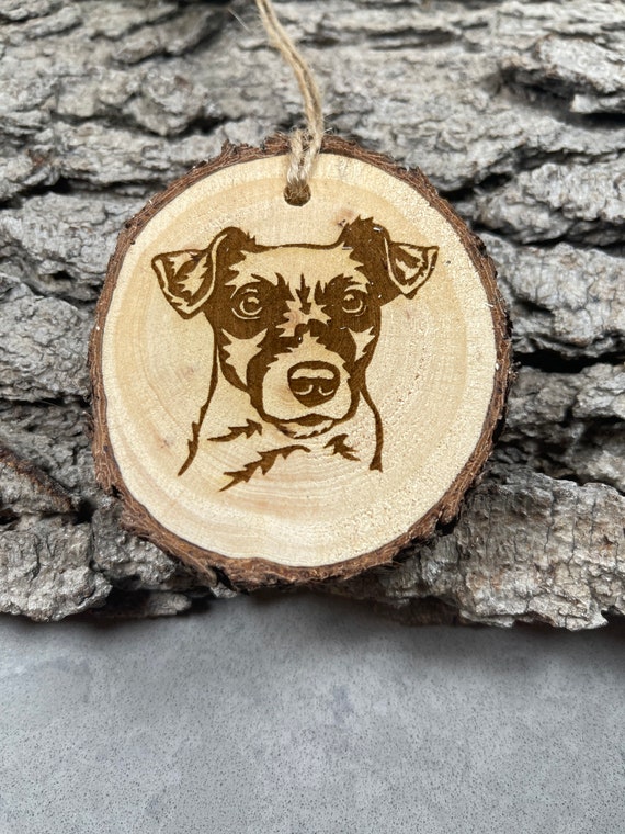 Jack Russell Terrier, Rustic Wood Ornament, Laser Engraved Ornament,, Pinon Wood Ornament, Wood Ornament, Laser Ornament