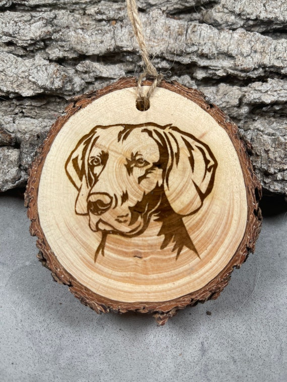 Weimaraner, Rustic Wood Ornament, Laser Engraved Ornament,, Pinon Wood Ornament, Wood Ornament, Laser Ornament