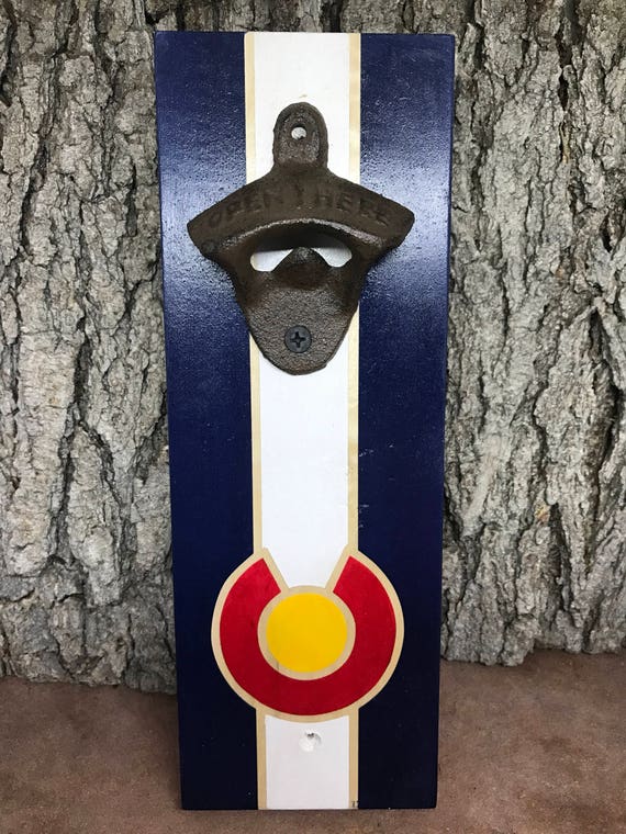 Colorado Flag, Wall Mounted Beer Opener, Magnetic Beer Bottle Opener, Beer Gift, Groomsman Gifts, Wedding Gift, Bottle Opener Magnetic