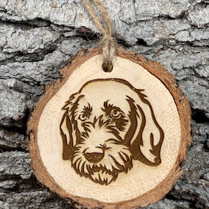 German Wirehaired Pointer Ornament: Laser Engraved Piñon Wood