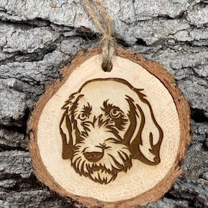 German Wirehaired Pointer, Laser Engraved Ornament,, Pinon Wood Ornament, Wood Ornament, Laser Ornament