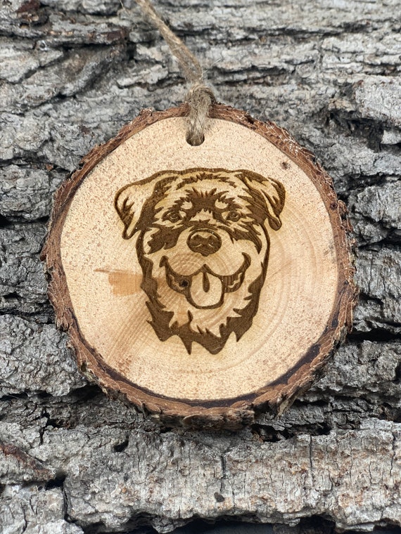 Rottweiler - Rustic Wood Ornament, Laser Engraved Ornament,, Pinon Wood Ornament, Wood Ornament, Laser Ornament