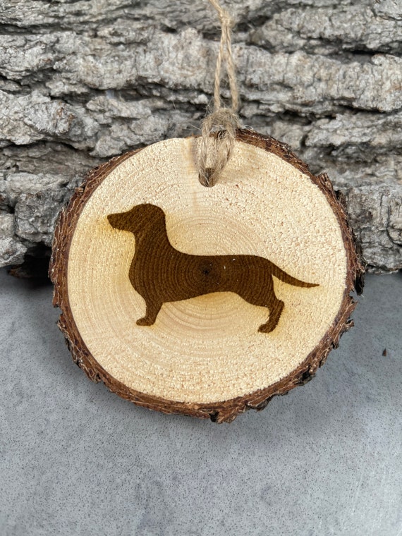 Rustic Wood Ornament, Laser Engraved Ornament, Dachshund Ornament, Weiner Dog, Pinon Wood Ornament, Wood Ornament, Laser Ornament