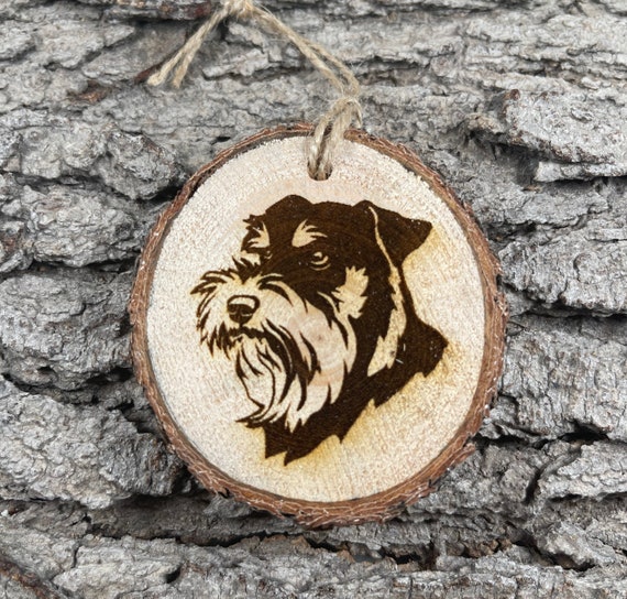 Schnauzer, Rustic Wood Ornament, Laser Engraved Ornament,, Pinon Wood Ornament, Wood Ornament, Laser Ornament