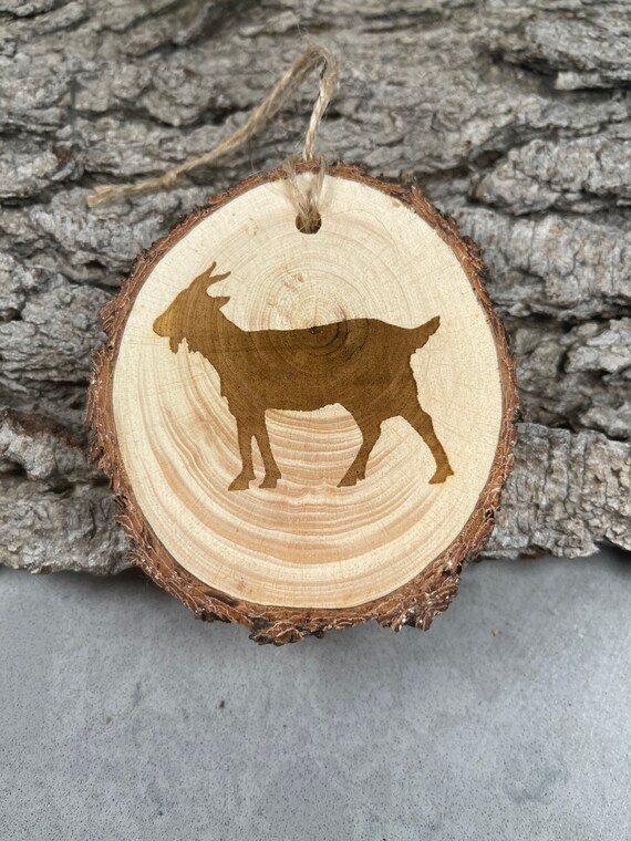 Goat, Laser Engraved Ornament,, Pinon Wood Ornament, Wood Ornament, Laser Ornament