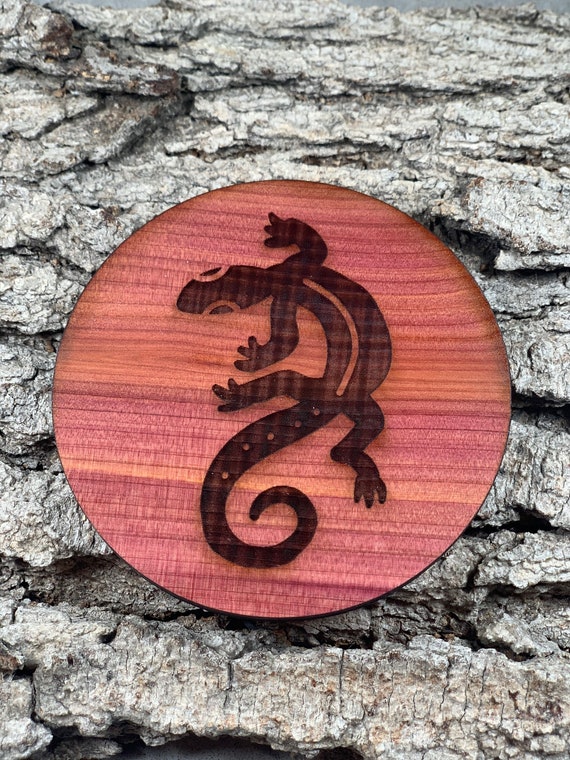 Gecko, Lizard Southwest- Cedar coaster set