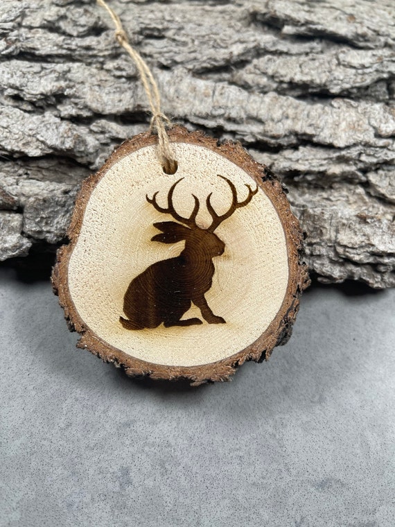 Jackalope, funny,Rustic Wood Ornament, Laser Engraved Ornament,  Ornament, Pinon Wood Ornament, Pine Ornament, Wood Ornament, Laser Ornament