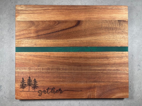 Charcuterie Board, Gather Engraving, Acacia and Resin Cheese Board, Hostess Gift, Hosewarming